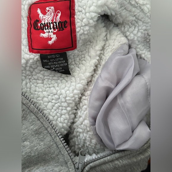 Courage Full Zip Hoodie Jacket Faux Fur Size M (10-12) - Picture 5 of 6